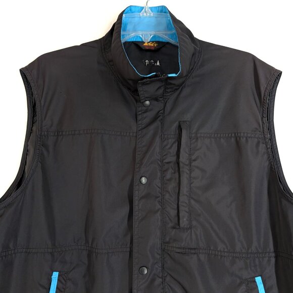 REI Vest Men's L Black Blue Full Zip‎ Snap Mock Neck Pockets Outdoors Logo - Picture 3 of 15